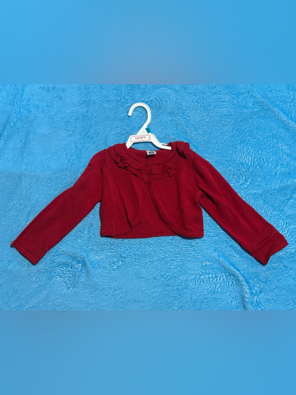 Carter's Burgundy Red Ruffle-Trim Bolero Sweater